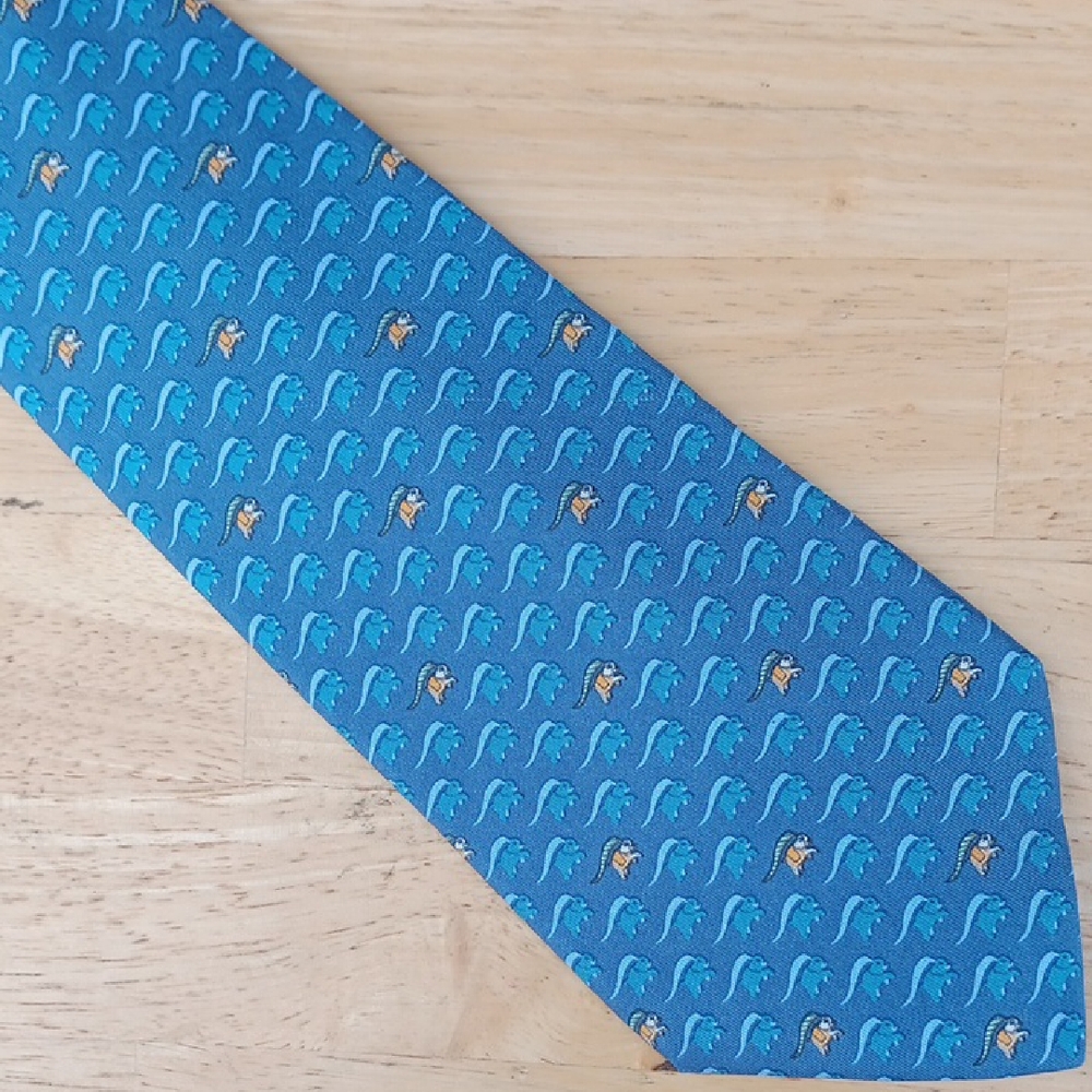 Salvatore Ferragamo Blue Panda Pattern *PRINT* Tie